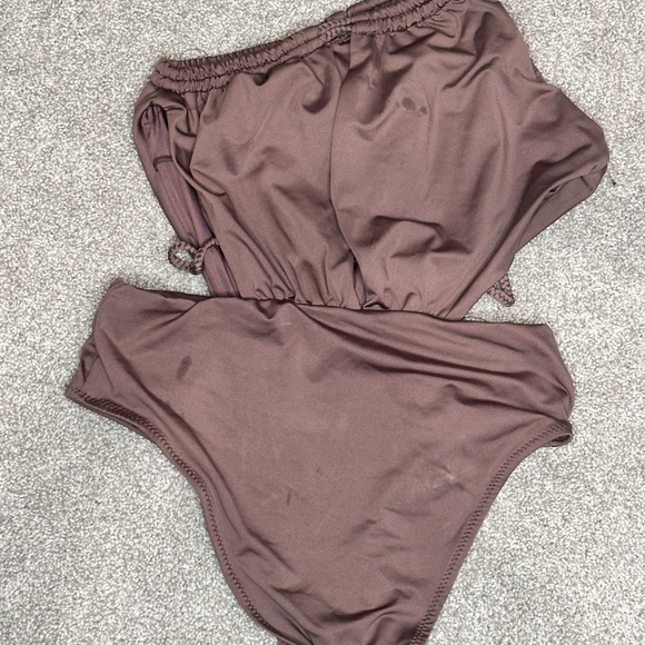 Zara Brown One-Shoulder Swim One Piece - Picture 3 of 4
